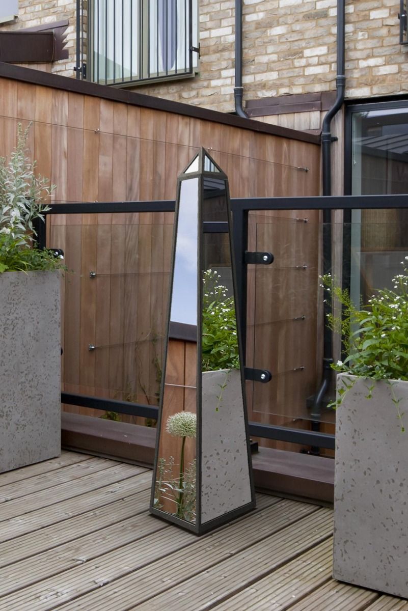 MirrorOutlet Black Metal Edged Mirrored Garden Ornament (100CM X 20CM X 20CM) 2