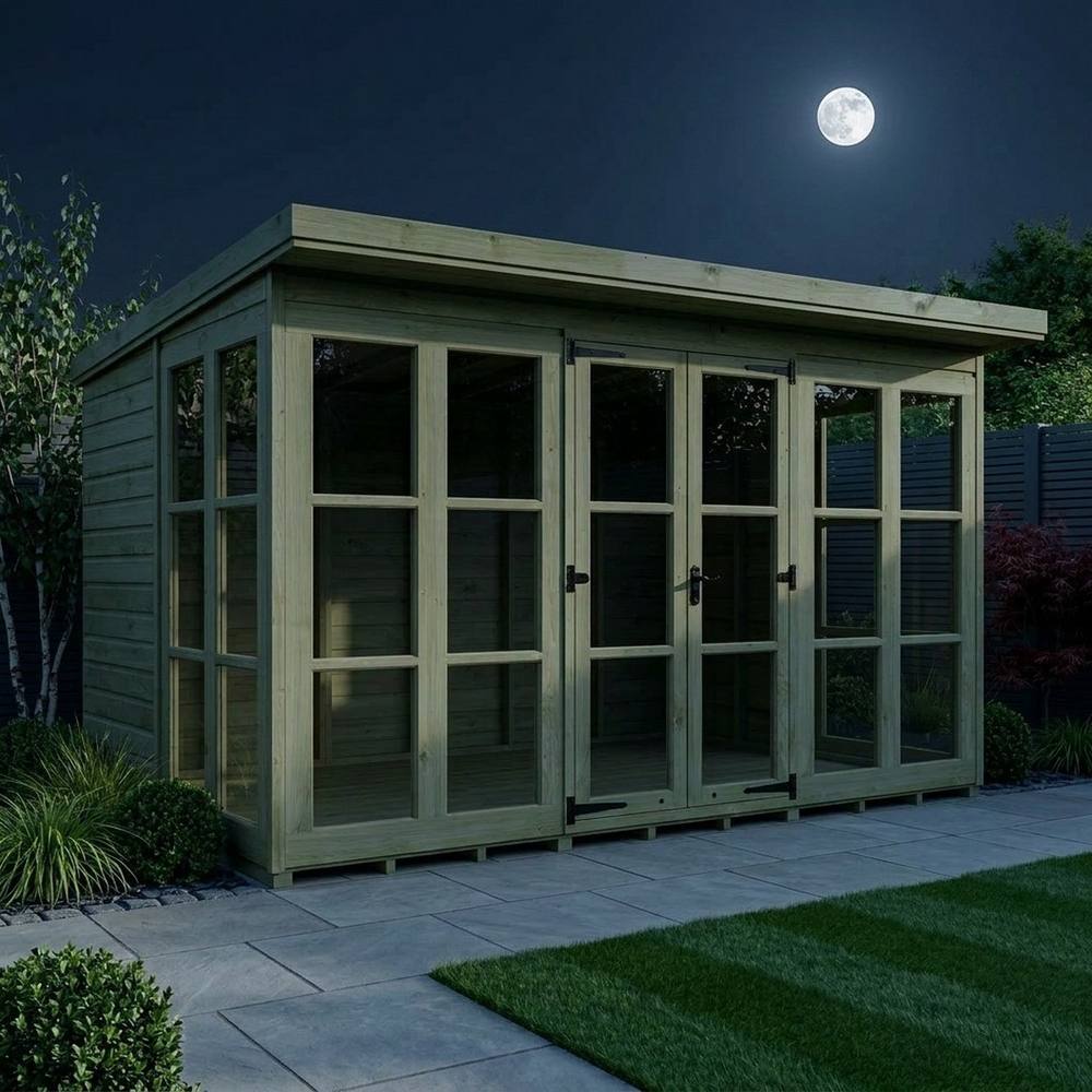 Buttercup Farm 12ft x 8ft Georgian Pent Summer House - Pressure Treated Timber in Brown 3