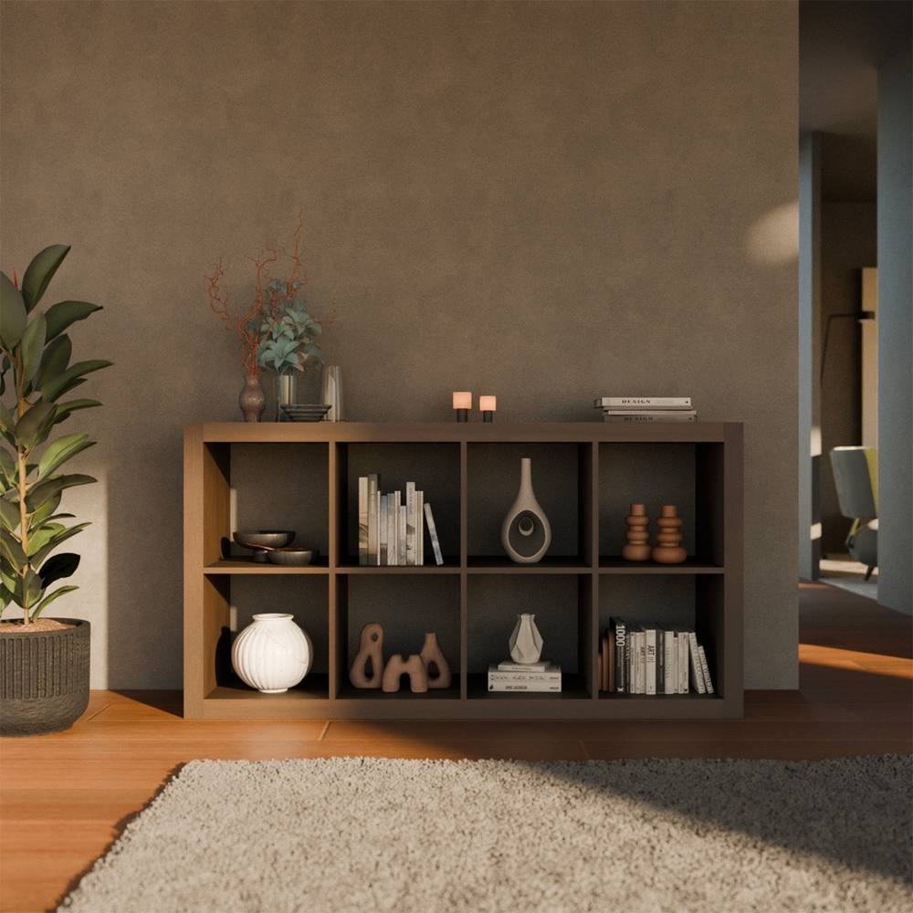 sweeek 4-level Bookshelf With 8 Compartments in Walnut