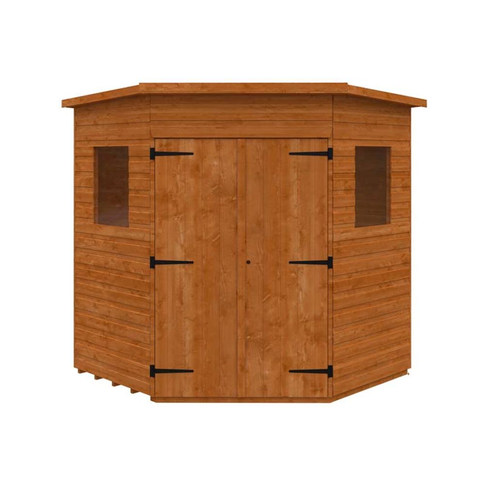 Buttercup Farm 6 x 6 Feet Corner Shed 12mm Shed - Solid Wood/Softwood/Pine in Burnt Orange