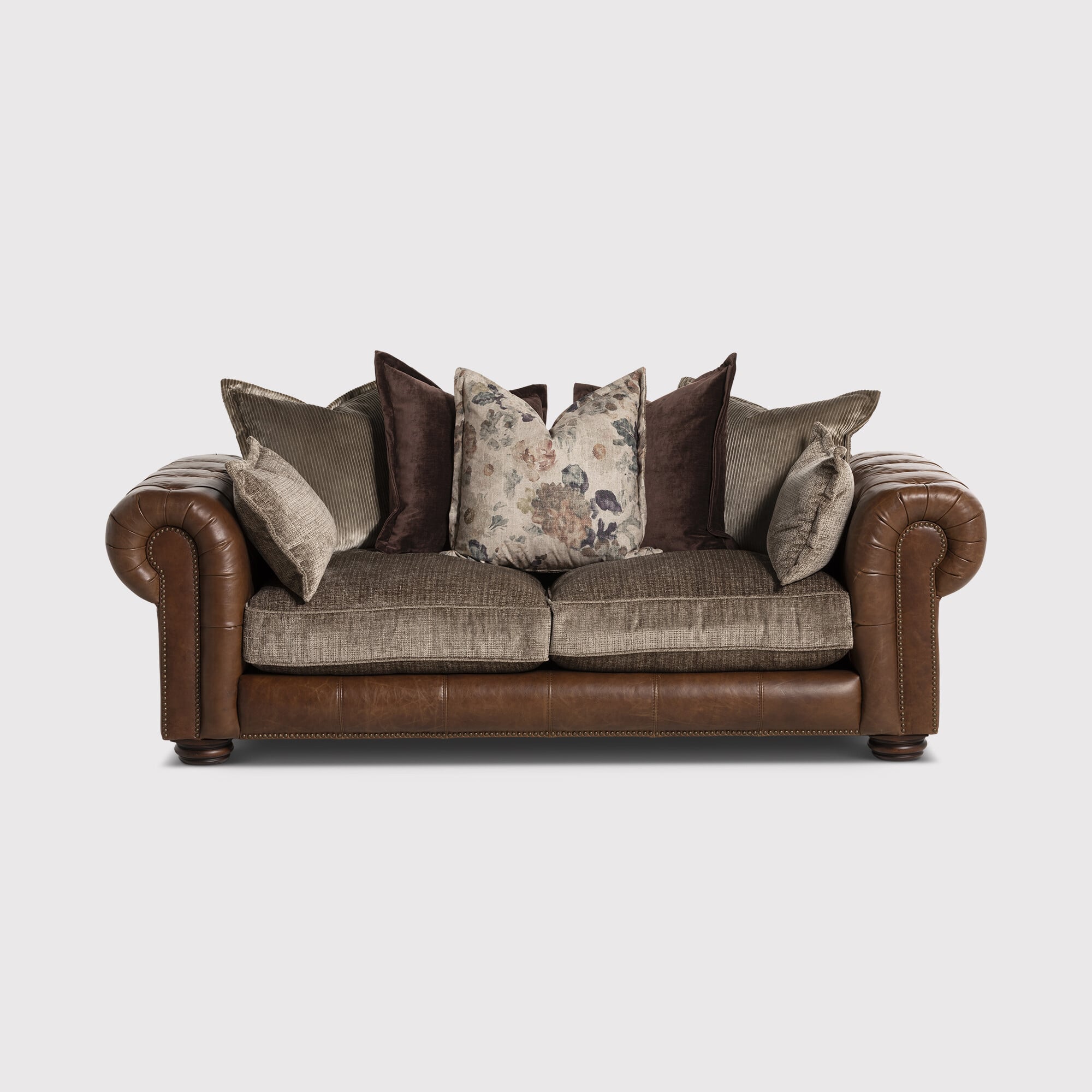 Taunton 3 Seater Sofa, Brown Fabric & Leather | Barker & Stonehouse