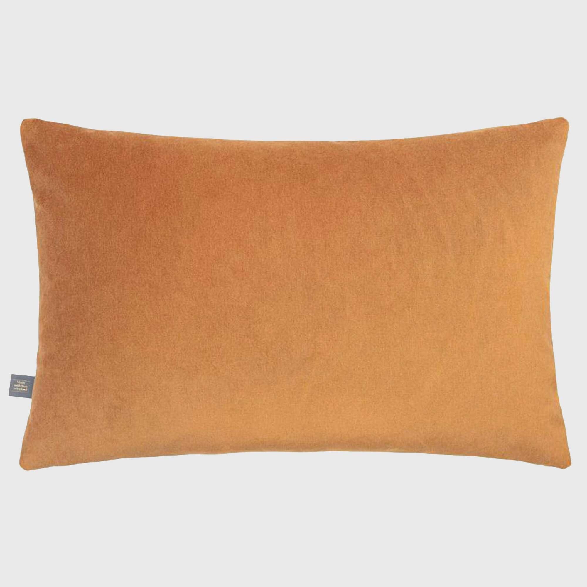 Plush Bronze Velvet Rectangular Cushion, Square, Orange | Barker & Stonehouse