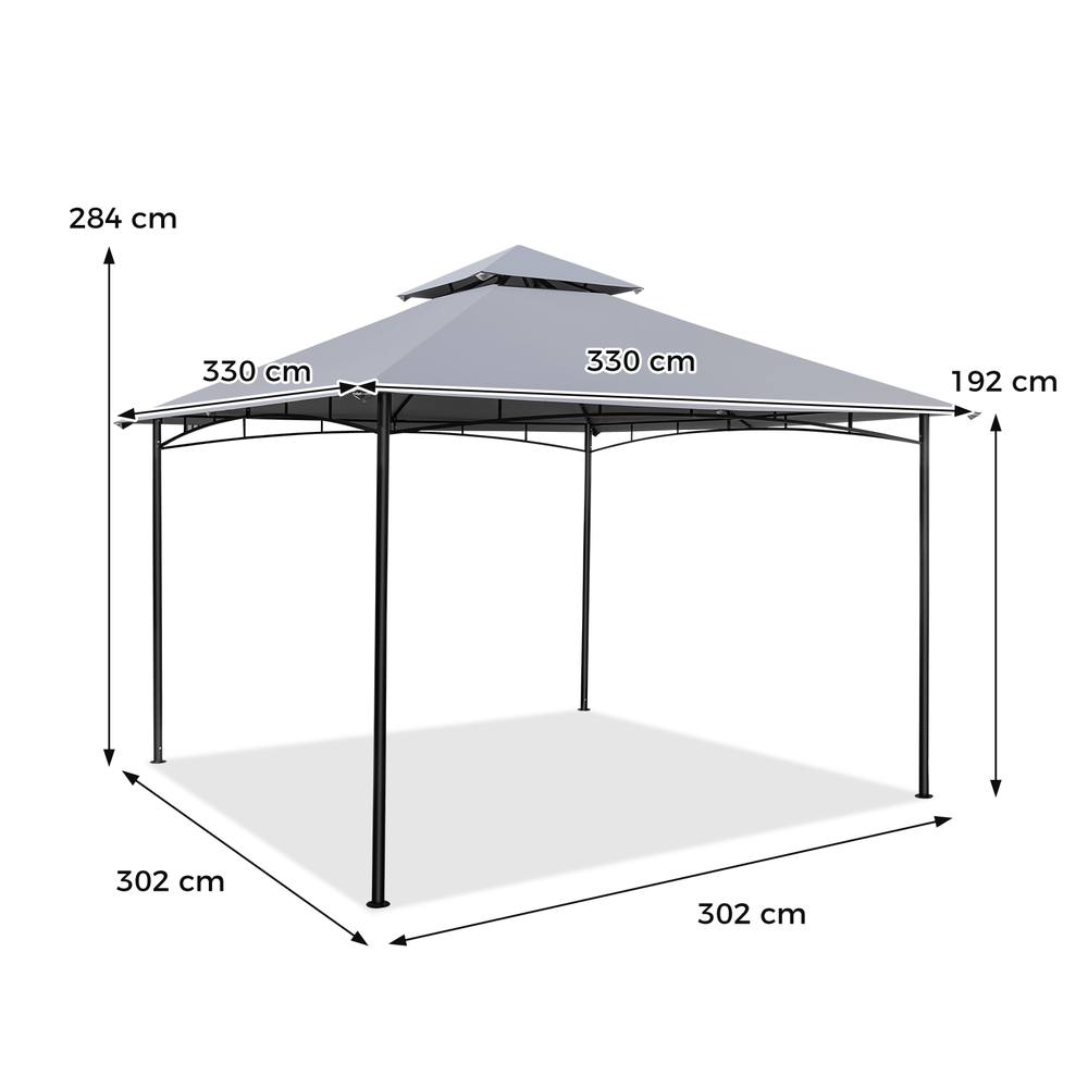 Costway 3.3 x 3.3 M Patio Gazebo w/ Metal Frame Outdoor Canopy Tent in Grey 4