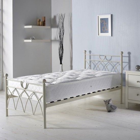 Dales Contemporary Metal Single Bed In Cream