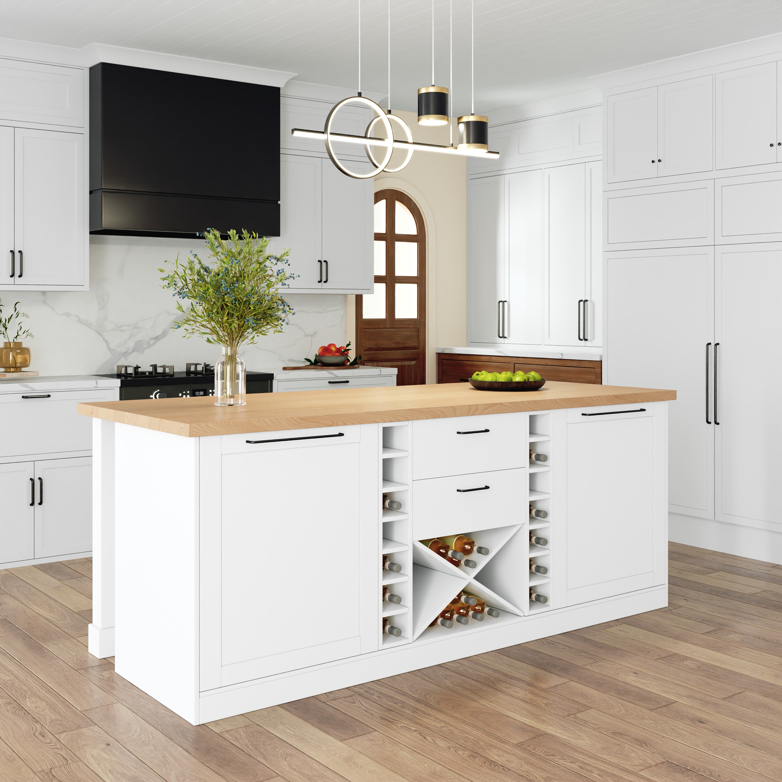 180 cm Melamine Board Kitchen lsland Natural & White with Storage