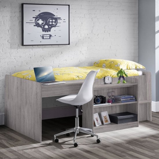 Neptune Midsleeper Bunk Bed With Computer Desk In Grey Oak