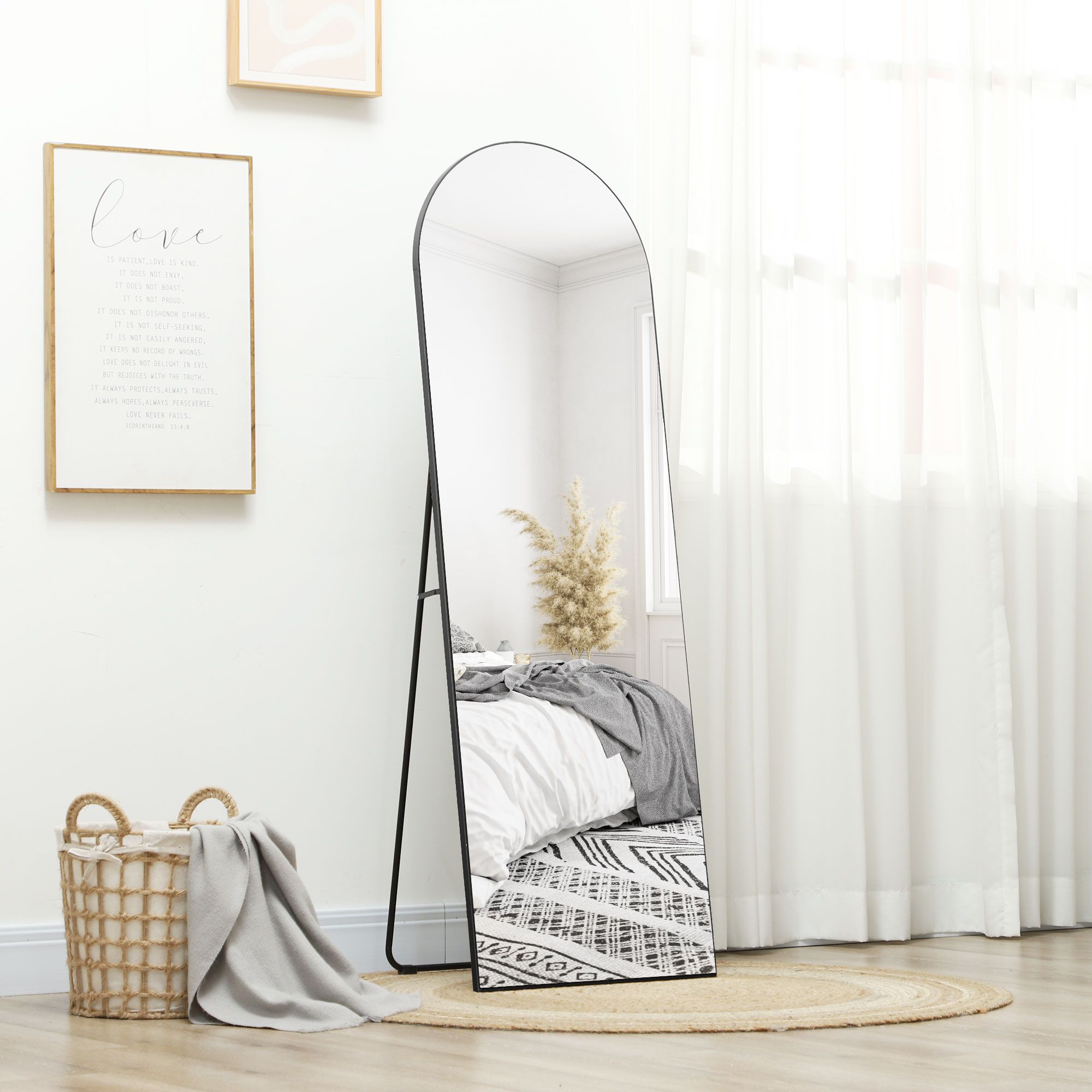 HOMCOM Floor Mirror Wall Mount Leaning Standing Mirror 50 x 150cm in Black