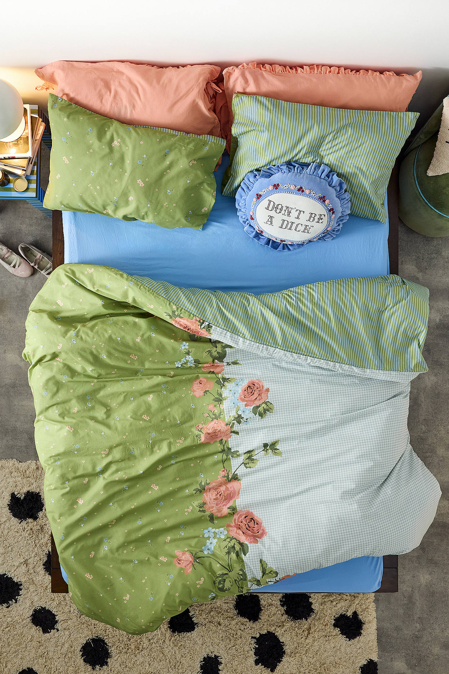 Margot Floral Reversible Duvet Set - Green