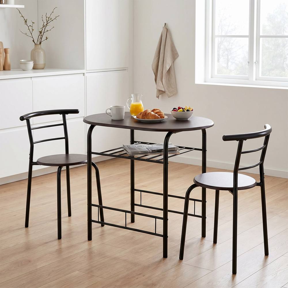 Seconique Derry Dining Set Black/Walnut in Black