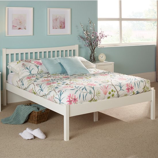 Alice Hevea Wooden King Size Bed In Opal White