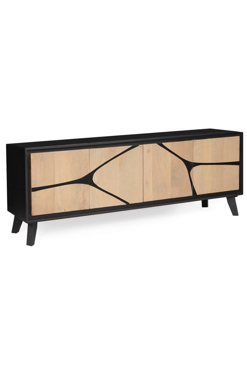 IH Design Shildon Mango Wood Low Board TV Stand Sideboard Cabinet in Tan 2