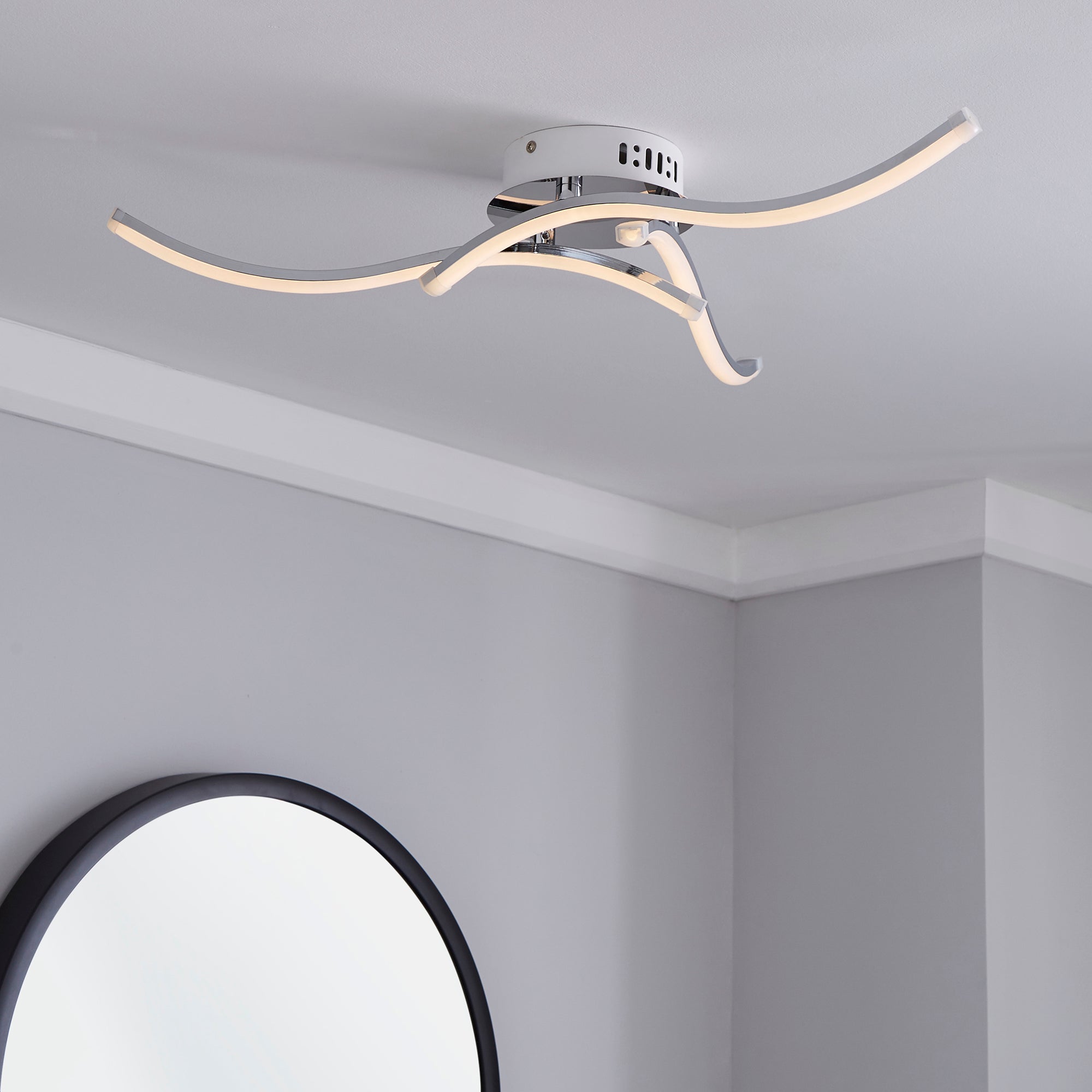 Layla 3 Light Integrated LED Semi-Flush Ceiling Fitting Chrome