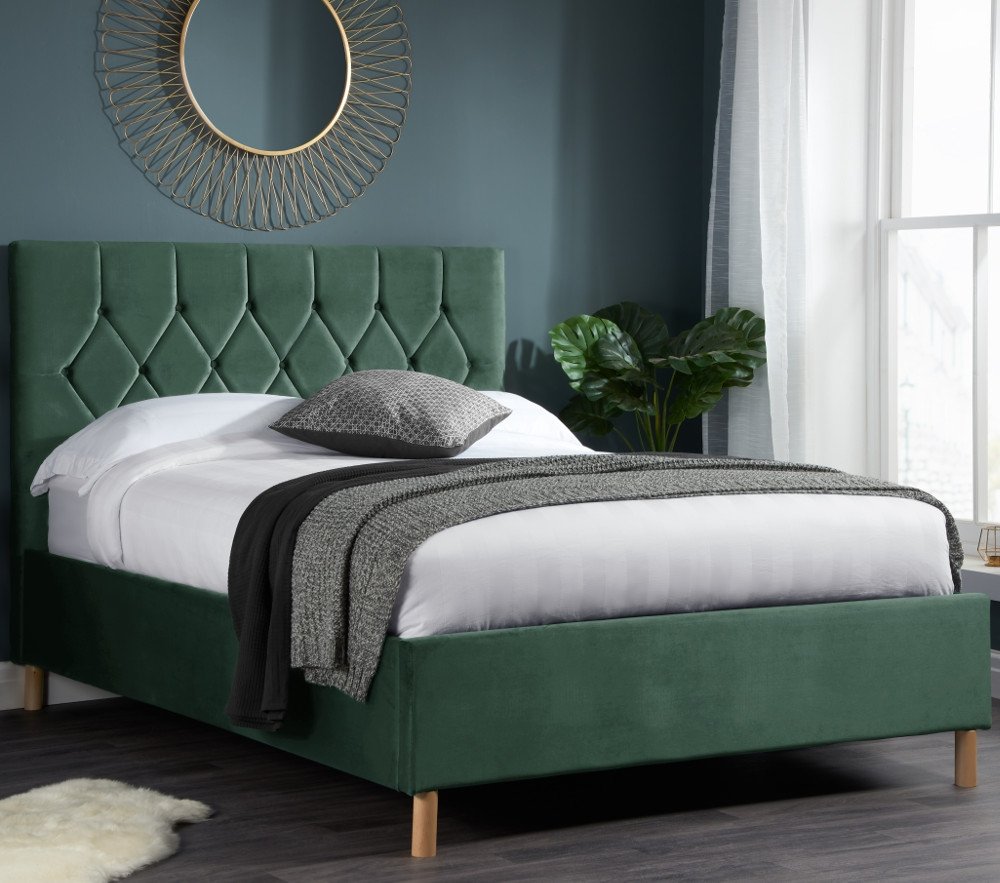 Loxley Green Velvet Bed Frame - 4ft Small Double