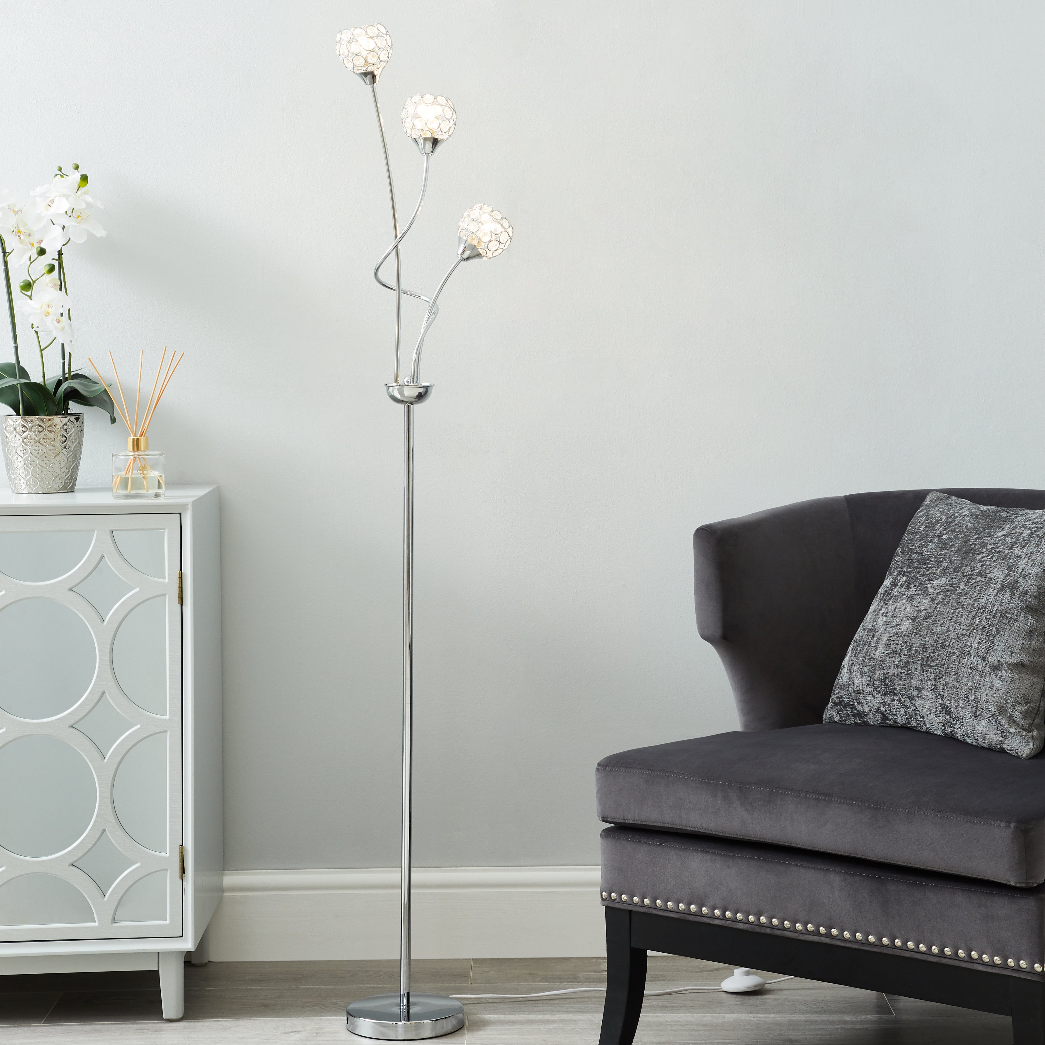 Portia 3 Light Floor Lamp Chrome