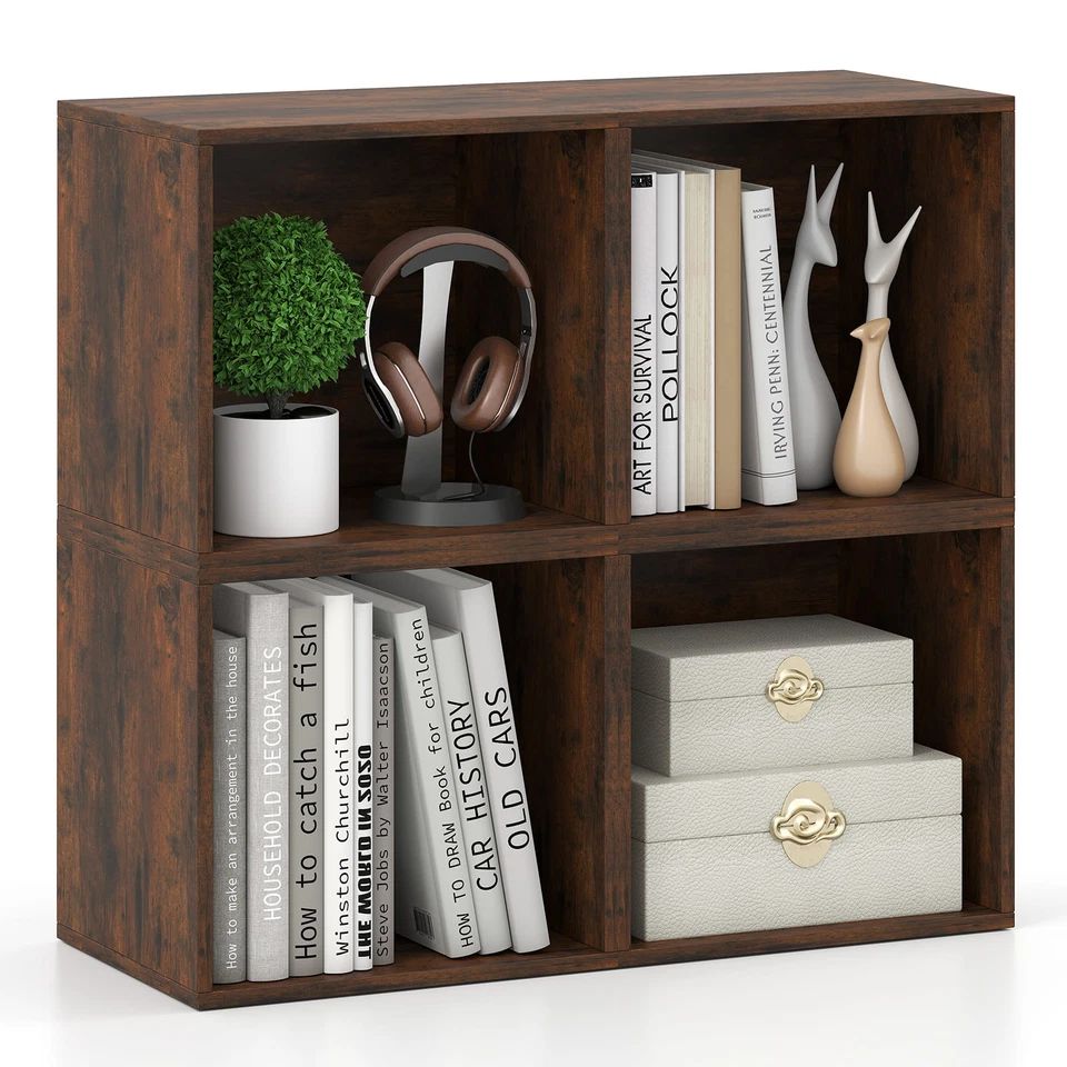 Costway Cube Storage Organizer Stackable Book Shelf for Small Space in Brown