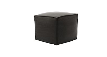 Isaac Small Square Footstool in Battleship Grey Smart Cotton - sofa.com