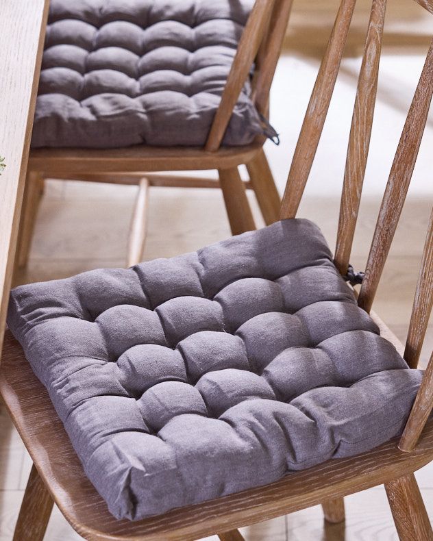 Dibor Set of 2 Grey Indoor Outdoor Seat Pads Cushions L40cm x W40cm