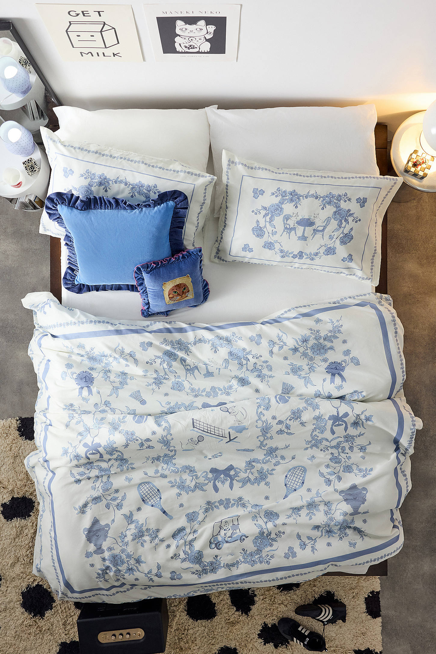 Blue Preppy Toile Duvet Set - Blue