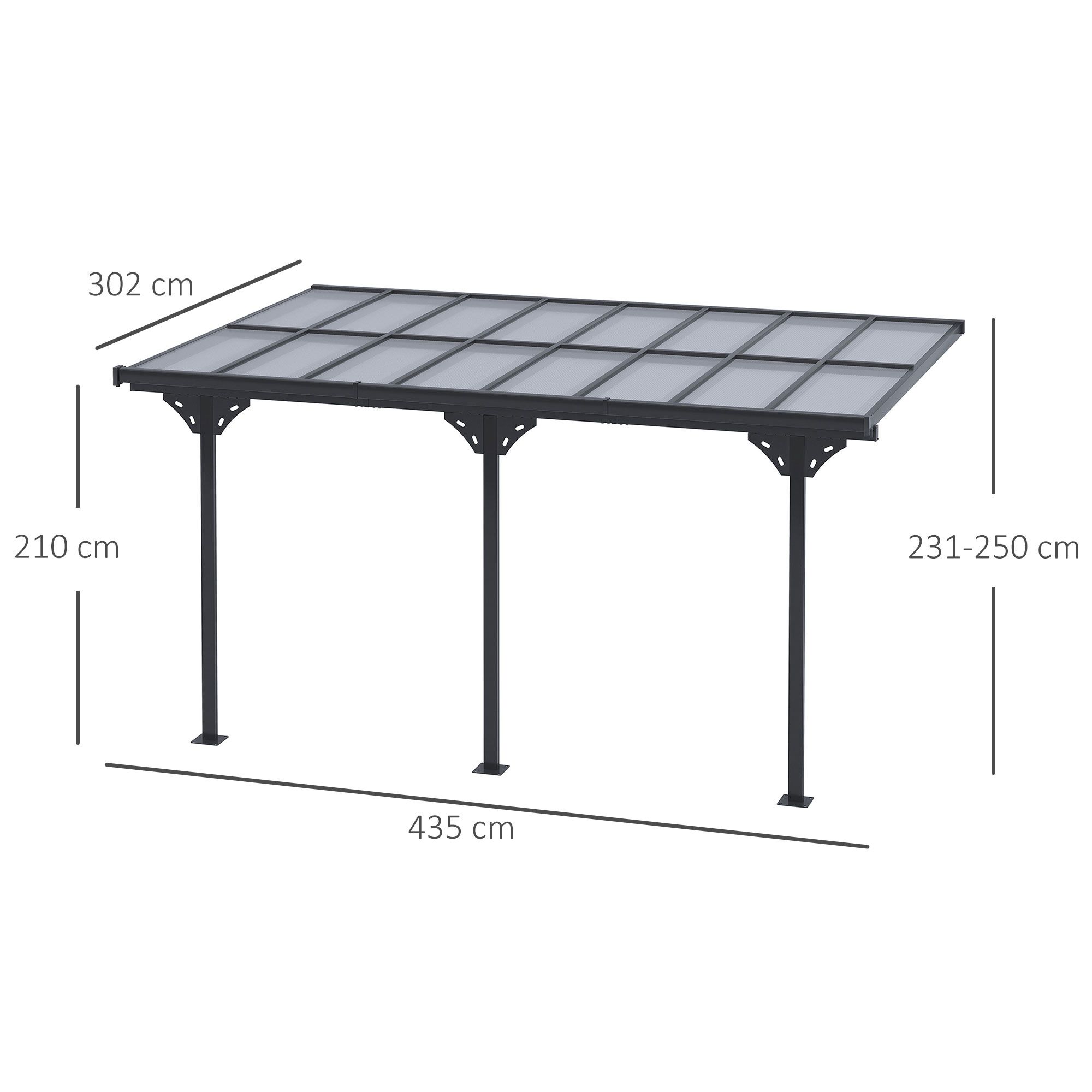 OUTSUNNY Outdoor Patio Gazebo Pergola, Aluminum Post, 4.35 x 3 m PC Roof in Grey 3