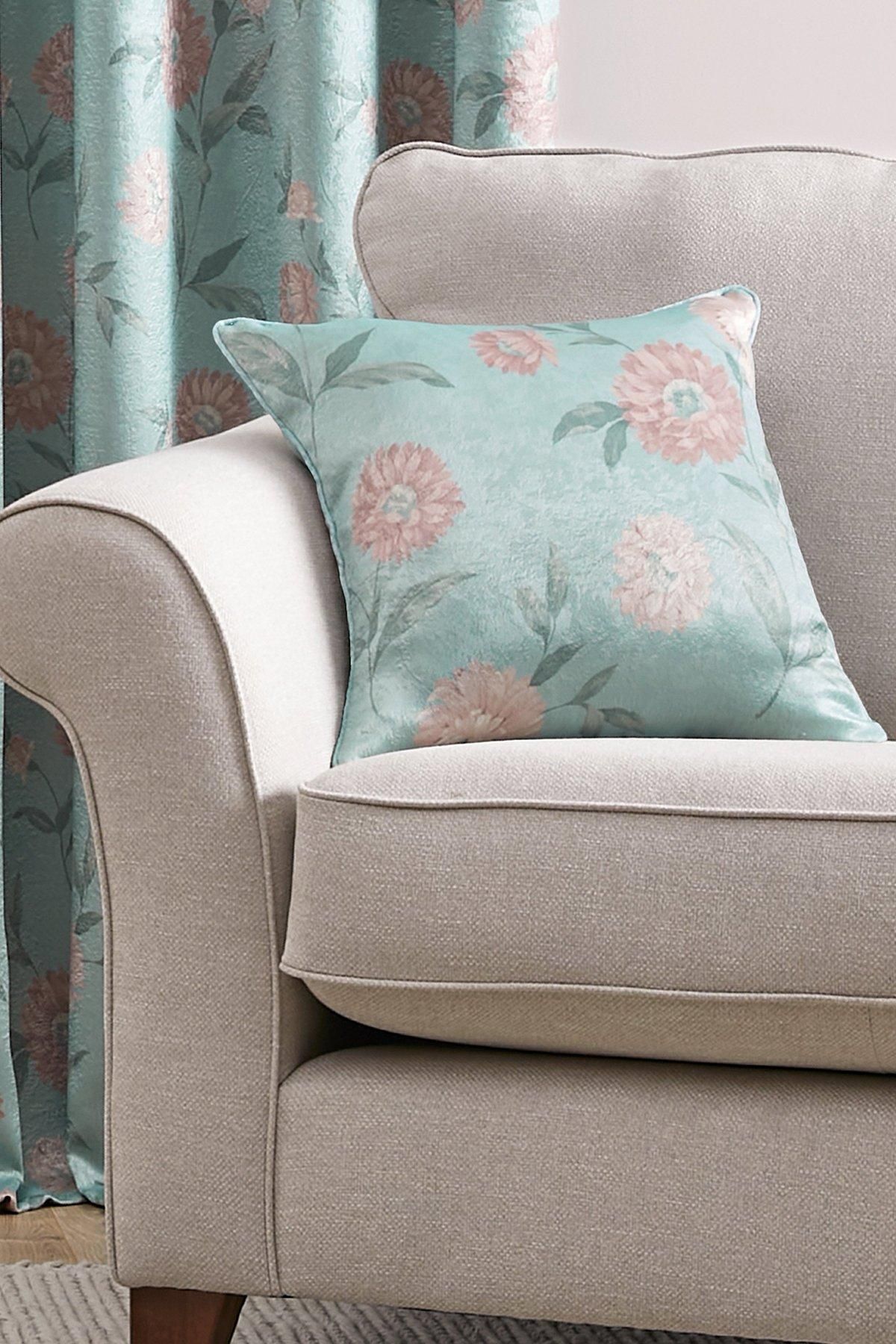 Dreams & Drapes 'Dahlia' Filled Cushion in Duck Egg Blue