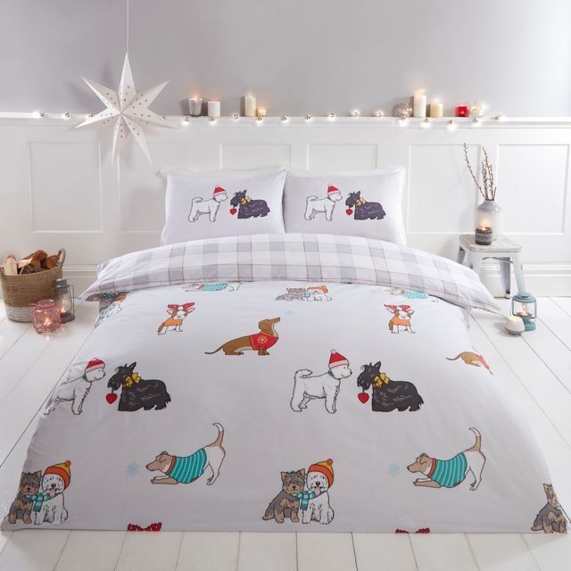 Rapport Home Winter Tails Reversible Duvet Cover Set with Pillowcase in White