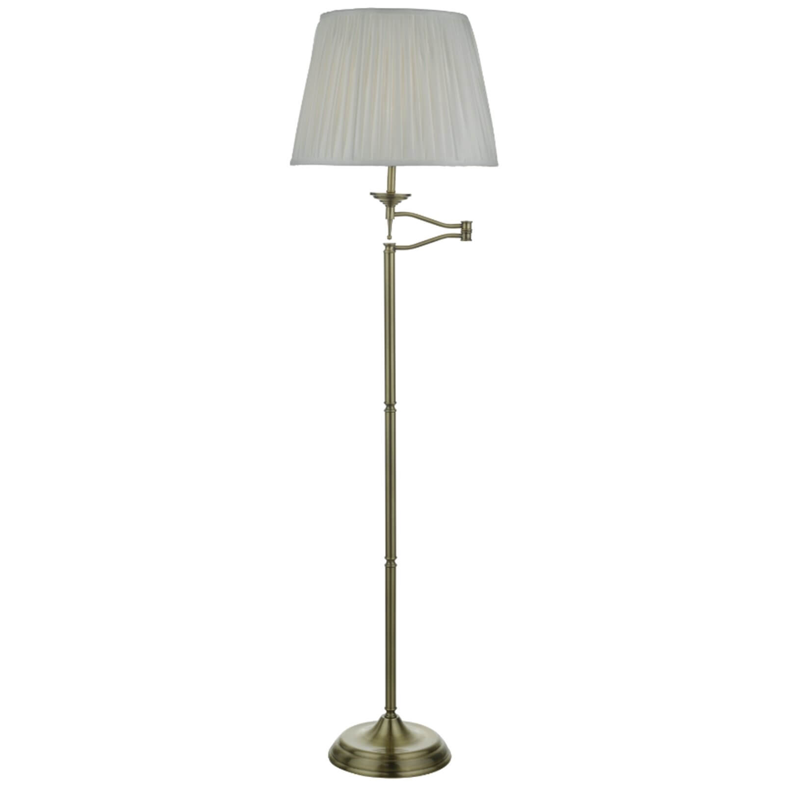 Artie Swing Arm Floor Lamp - Pleated Ivory