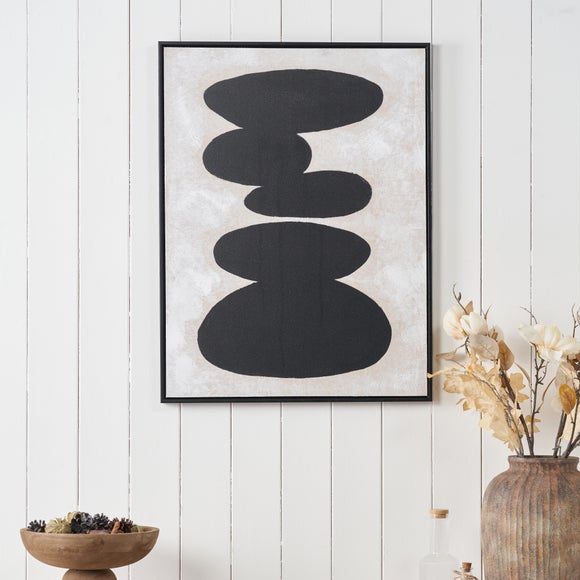 Black & Natural Stone Design Framed Canvas