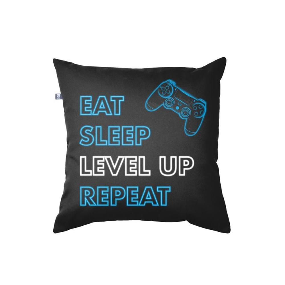 rucomfy Beanbags rucomfy Eat Sleep Level Up Repeat Cushion 45x45cm - Gamer Pillow
