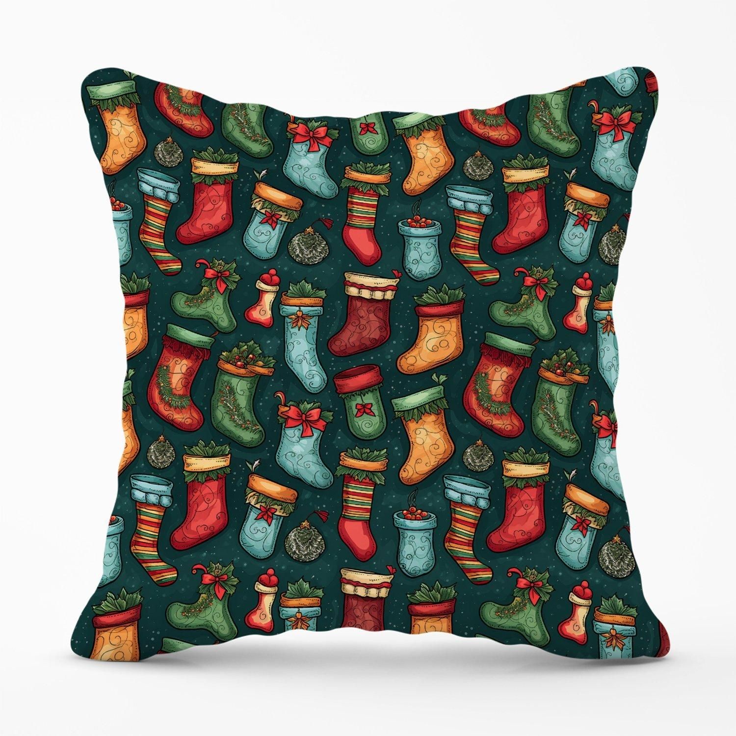 Warren Reed - Designer Christmas Stockings Outdoor Cushion in Green