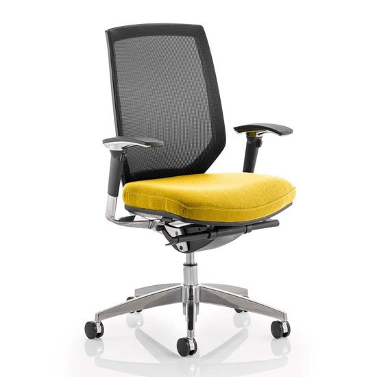 Midas Black Back Office Chair With Senna Yellow Seat