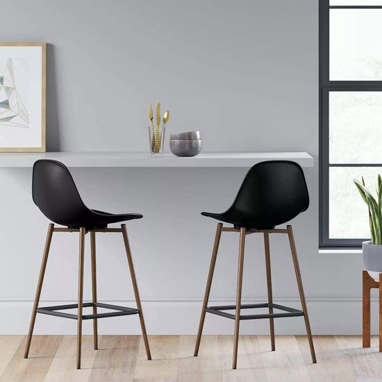 Copley Black Plastic Counter Bar Stool In A Pair