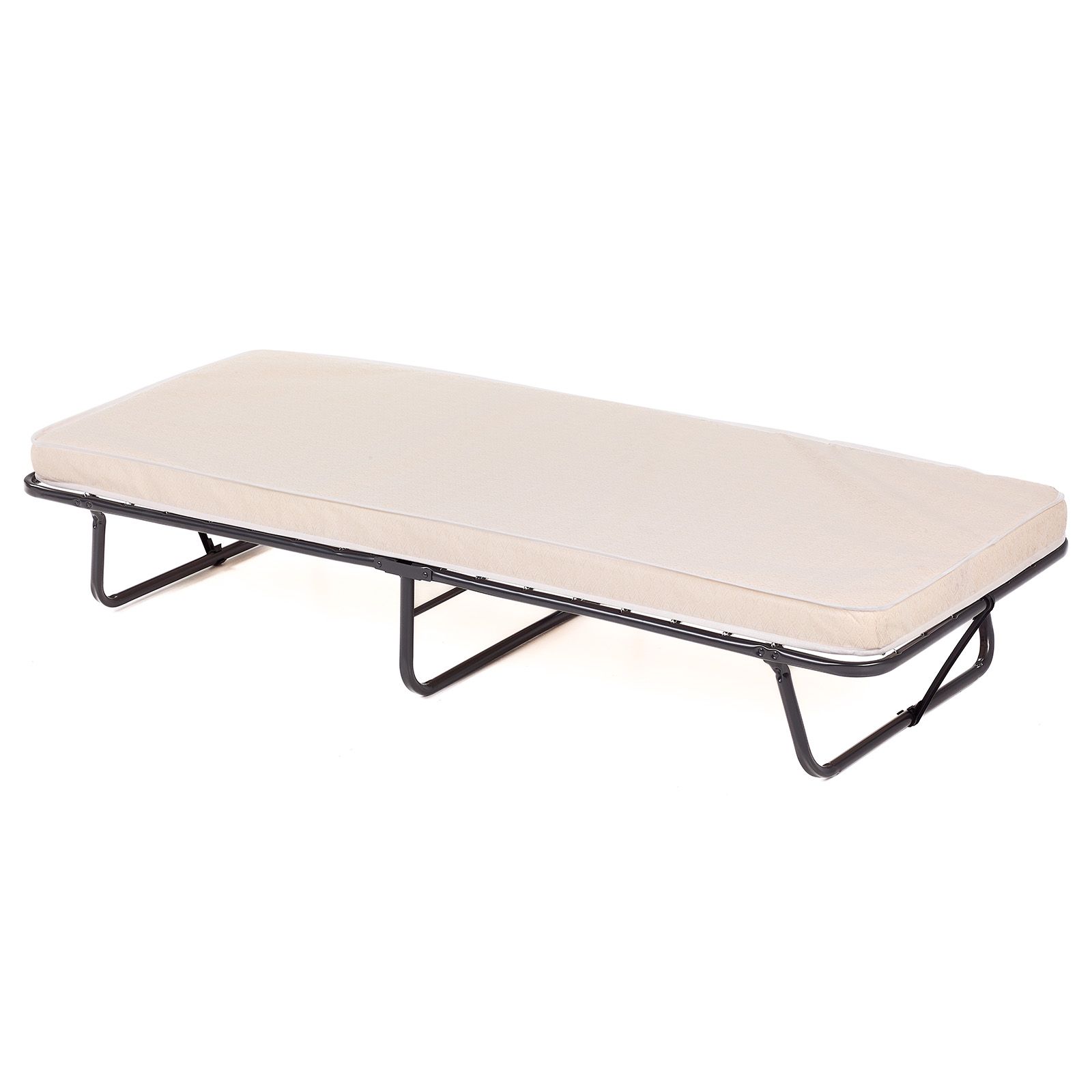 Costway 190 x 80 cm Folding Bed Portable Guest Bed with Mattress in Beige