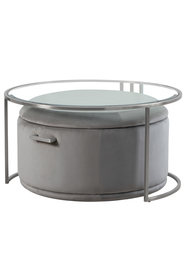Aria Silver Coffee Table and Storage Ottoman Dove Grey - Set