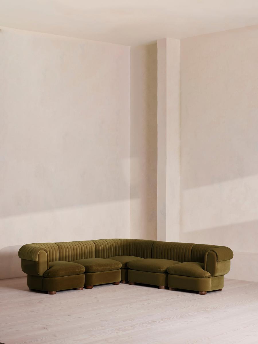 Rava Modular Sofa, Corner Sofa, Velvet, Olive