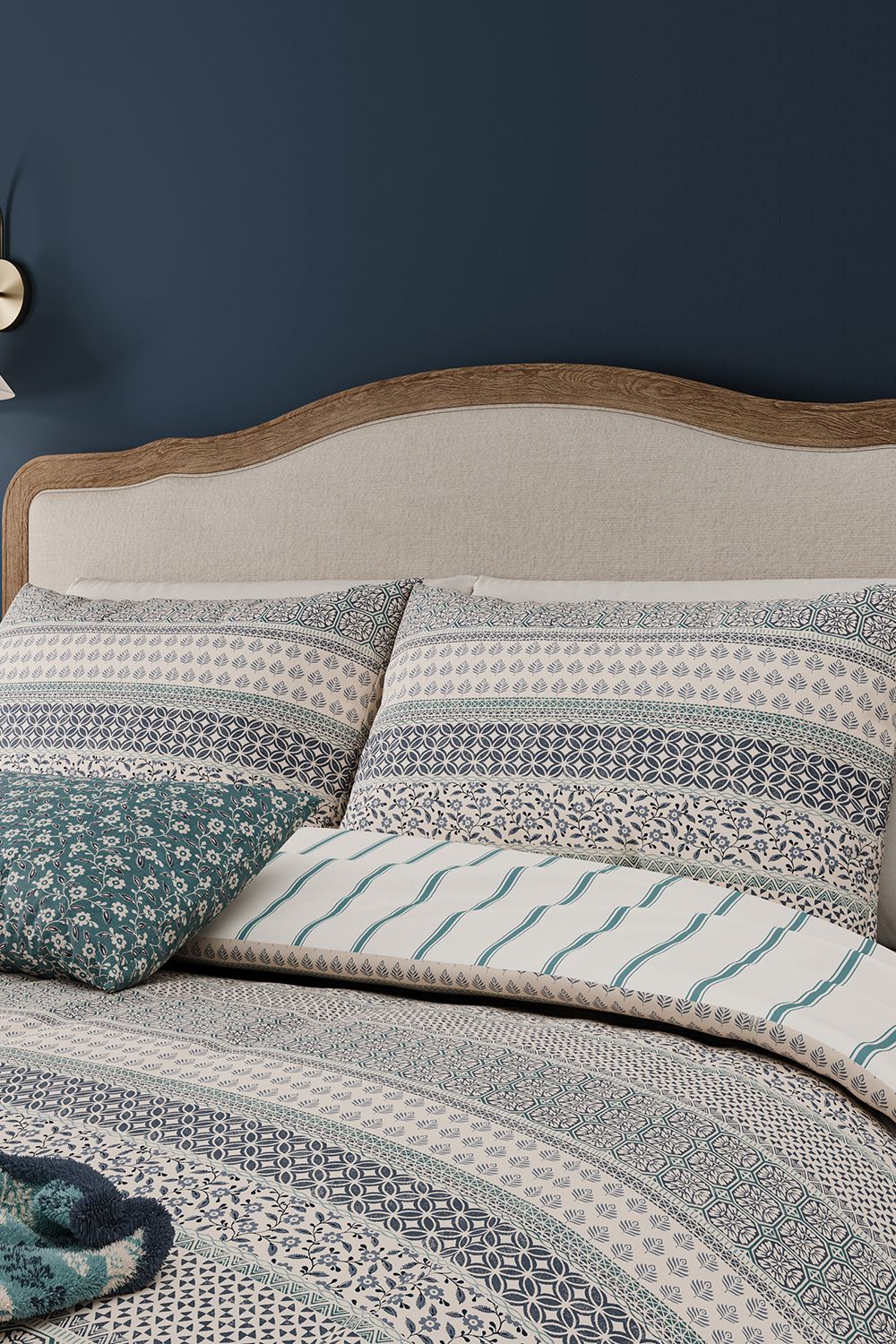 Helena Springfield 'Folk Ditsy' Cotton Cushion in Teal 3
