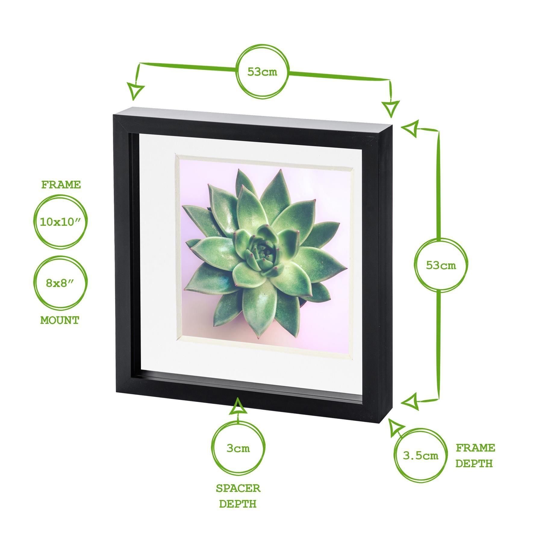 Nicola Spring 10x10" 3D Box Photo Frame 8x8" in White 4