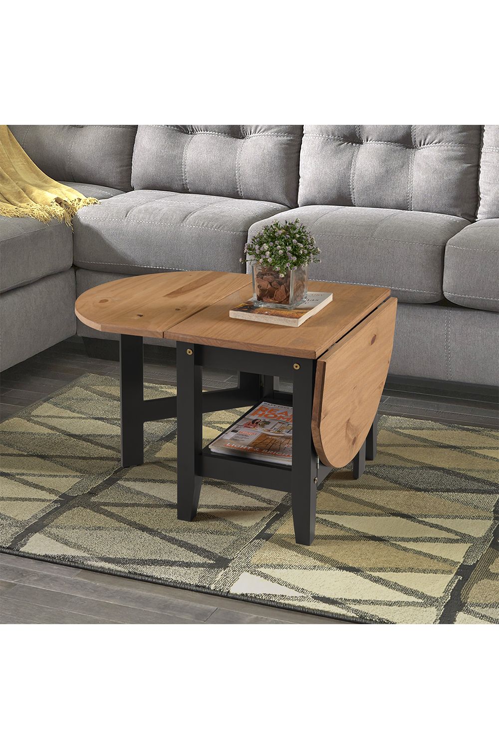Seconique Santos Drop Leaf Coffee Table in Black