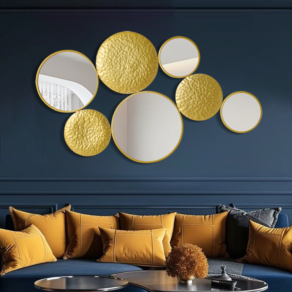1200mm Gold Wall Decorative Mirror Set Creative Round Mirror Wall Hanging Decoration
