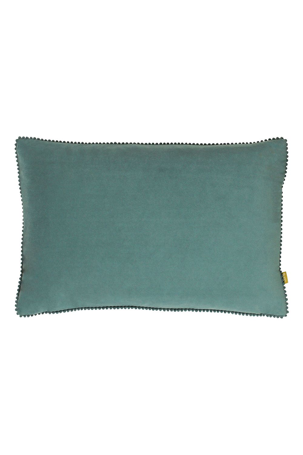 Furn Cosmo Soft Velvet Pom Pom Trimmed Cushion in Blue
