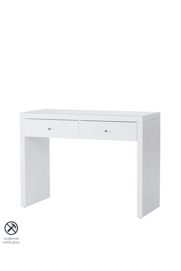 Pimlico White Glass Dressing Table with 2 Legs