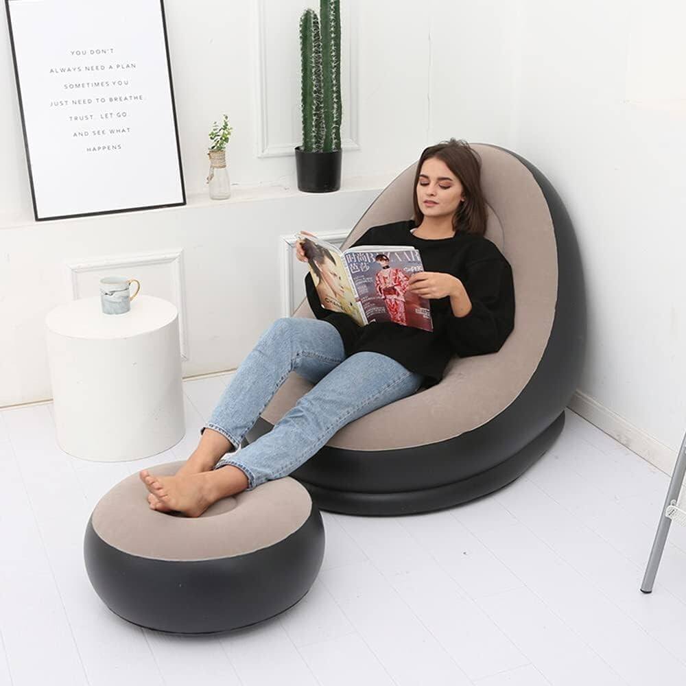 Marco Paul Inflatable Chair & Foot Stool in Black