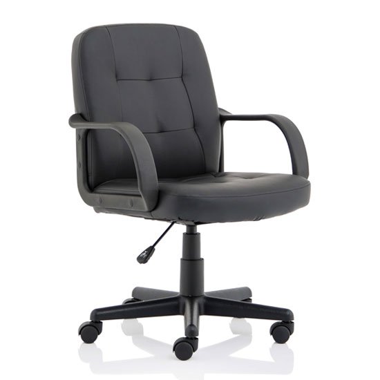 Hugo Leather Office Chair In Black With Arms