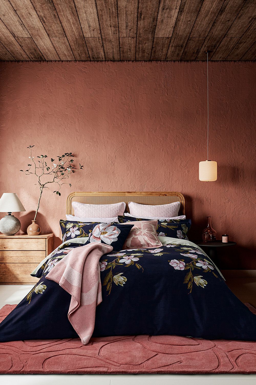 Ted Baker 'Opal Floral' Cotton Sateen Duvet Cover Set in Navy