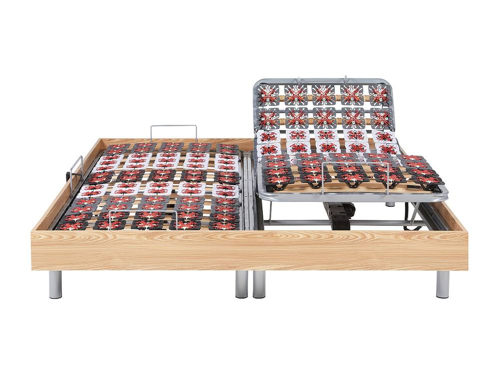 Vente-unique Electric Adjustable Bed 2X78 Natural Wood Decorative Pads - 2 X 90 X in Light Oak 4