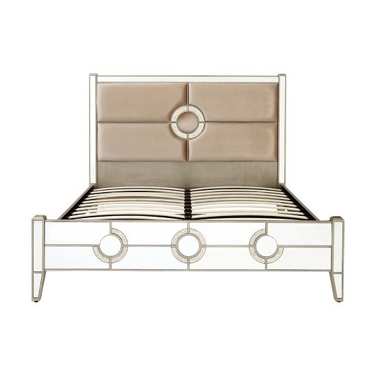 Antibes King Size Bed In Fabric And Mirrored Glass Frame