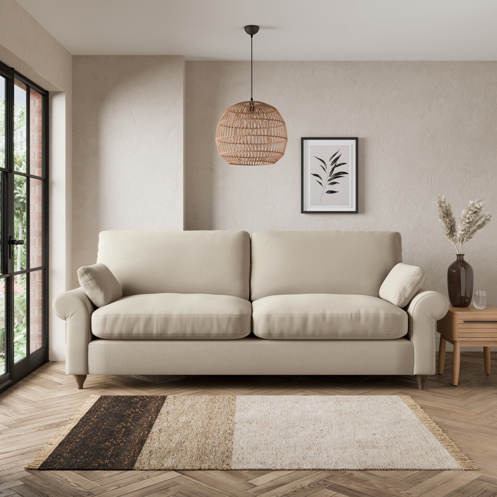 Salisbury Luxury Velvet 4 Seater Sofa Luxury Velvet Natural