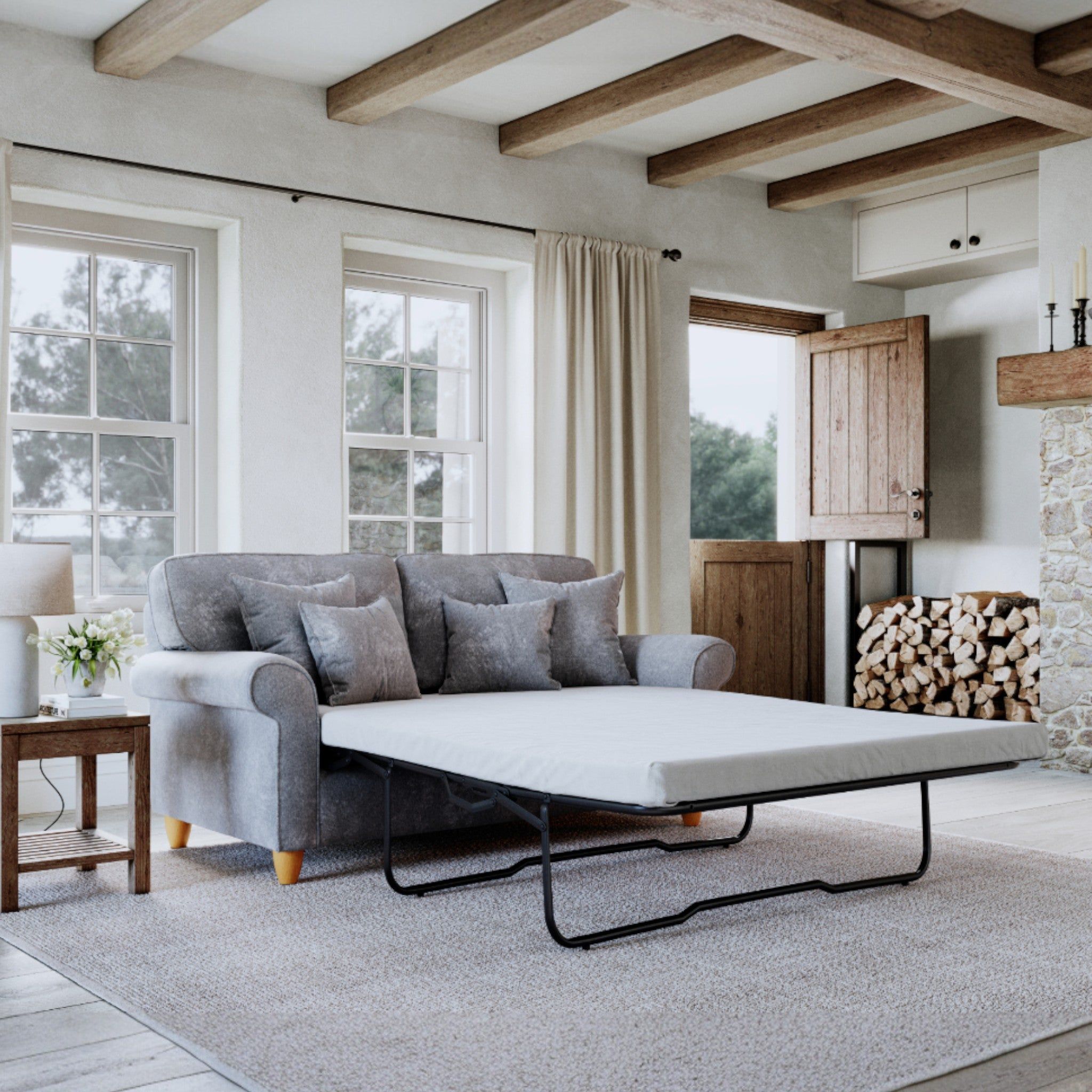 The Great Sofa Company Flora Sofa Bed Glory Anthracite in Mid Grey