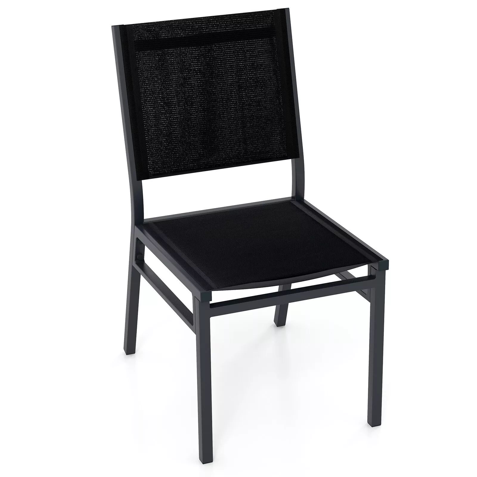 Costway Outdoor Dining Chairs Patio Armless Chair Lightweight Metal Chair in Black