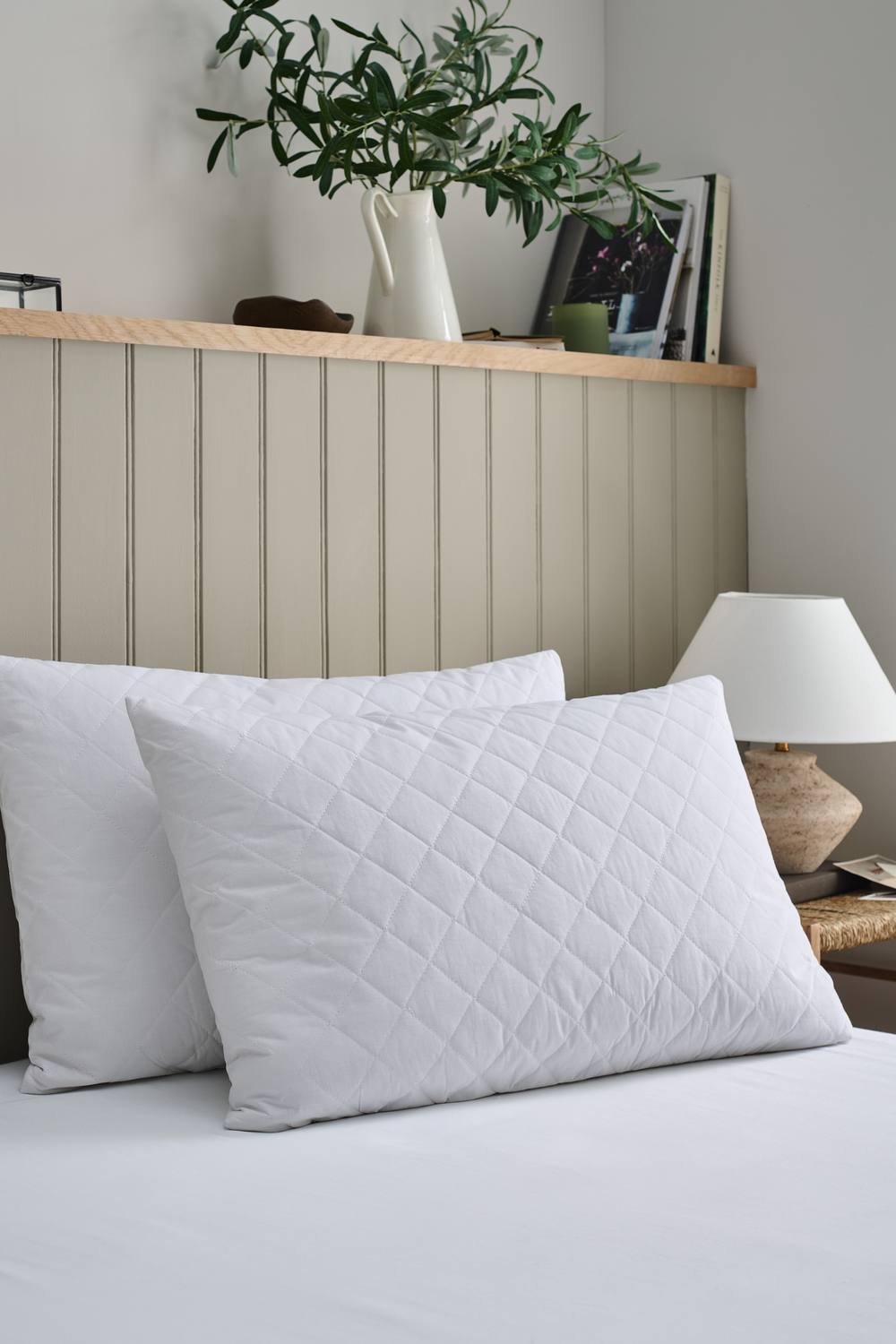 CHRISTY Classic Filled Microfibre Pillow Protector Pair in White