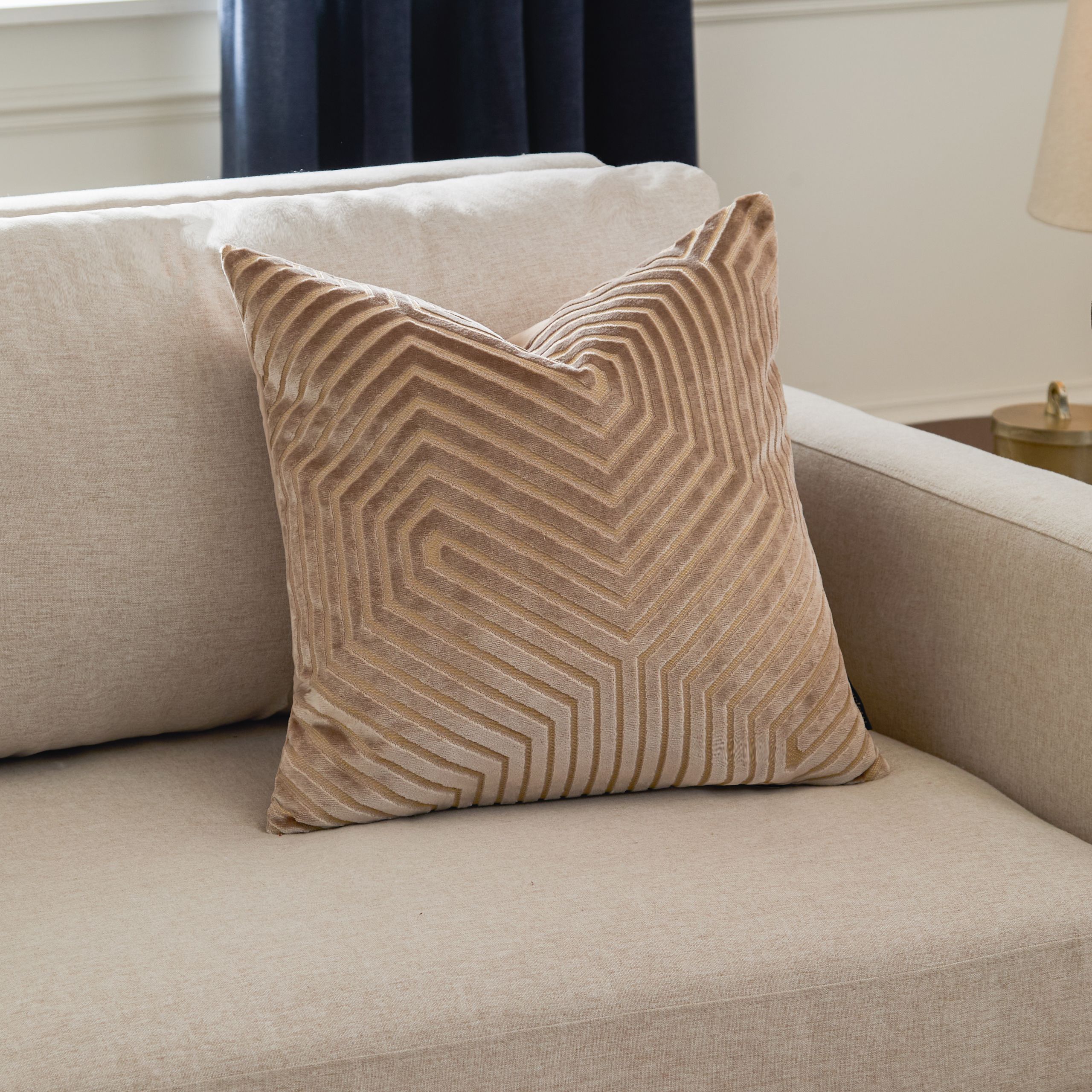 Paoletti Evoke Cut Velvet Cushion in Natural
